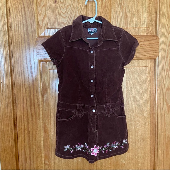 Zoey Girl Cotton Corduroy Dress w/Pearl buttons & Embroidery detail - Size 6 EUC - Picture 2 of 7